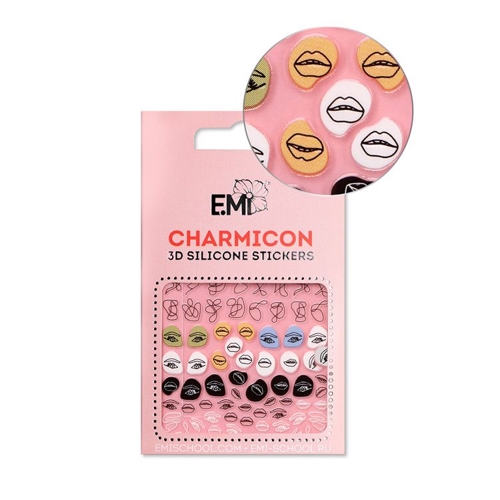 Декор для ногтей №125 Губы и глаза / Charmicon 3D Silicone Stickers