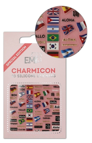 Декор для ногтей Флаги, приветствия / Charmicon 3D Silicone Stickers