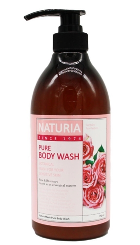Гель для душа Роза - розмарин / NATURIA PURE BODY WASH, Rose & Rosemary 750 мл