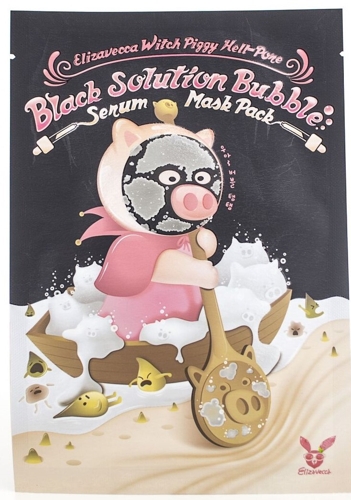 Маска тканевая для лица / Witch Piggy Hell-Pore Black Solution Bubble Serum Mask Pack 5 шт