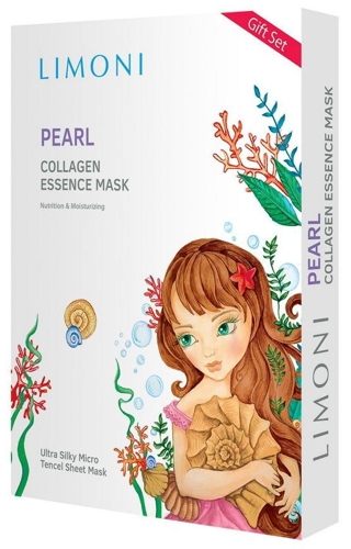 Маска тканевая осветляющая с жемчужной пудрой и коллагеном для лица / Pearl Collagen Essence Mask S