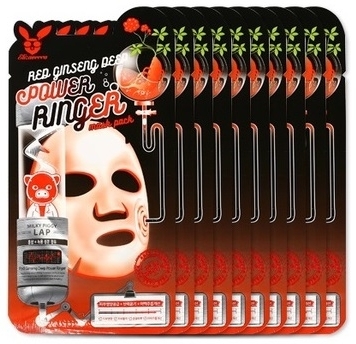 Маска тканевая с красным женьшенем для лица / Red Ginseng Deep Power Ringer Mask Pack 10 шт