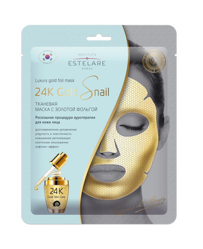 Маска тканевая увлажняющая с золотой фольгой для лица / 24K Gold Snail 25 г