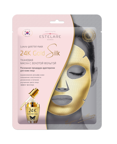 Маска тканевая выравнивающая с золотой фольгой для лица / 24K Gold Silk 25 г