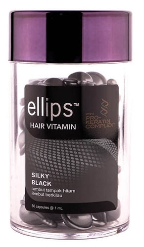 Масло для питания и блеска темных волос, черно-серые капсулы / Pro Keratin Complex Silky Black 50 ш