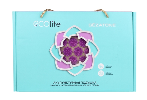 Подушка массажная акупунктурная, фиолетовая EcoLife Gezatone 45 х 34 см