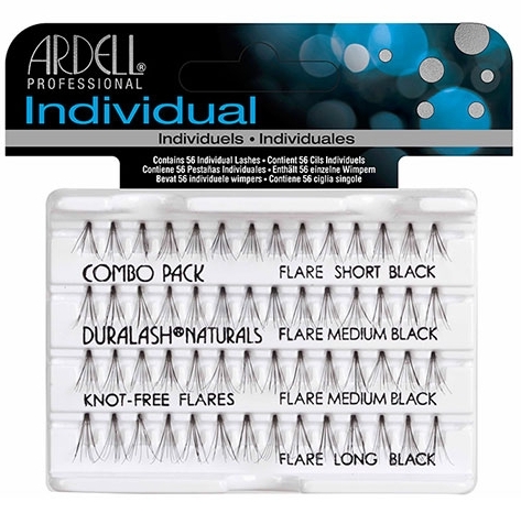 Пучки ресниц безузелковые комбинированные, черные / Duralash Naturals Knot-Free Flairs Combo Pack B