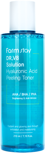 Тонер обновляющий увлажняющий с гиалуроновой кислотой и AHA/BHA/PHA кислотами / DR.V8 SOLUTION HYAL